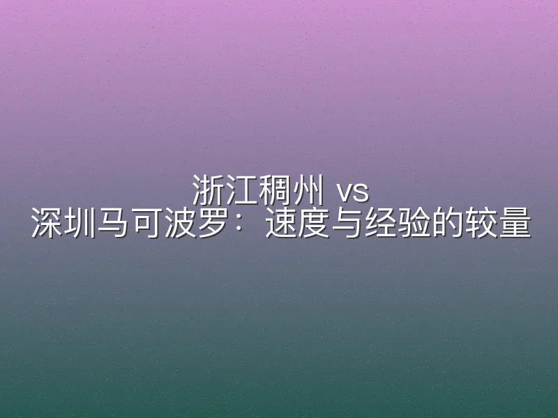 浙江稠州 vs 深圳马可波罗：速度与经验的较量